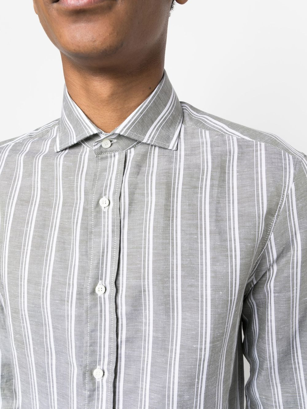 striped spread-collar shirt - 5