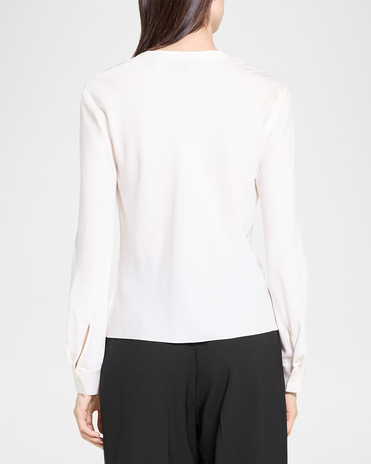 Draped Long-Sleeve Silk Blouse - 3