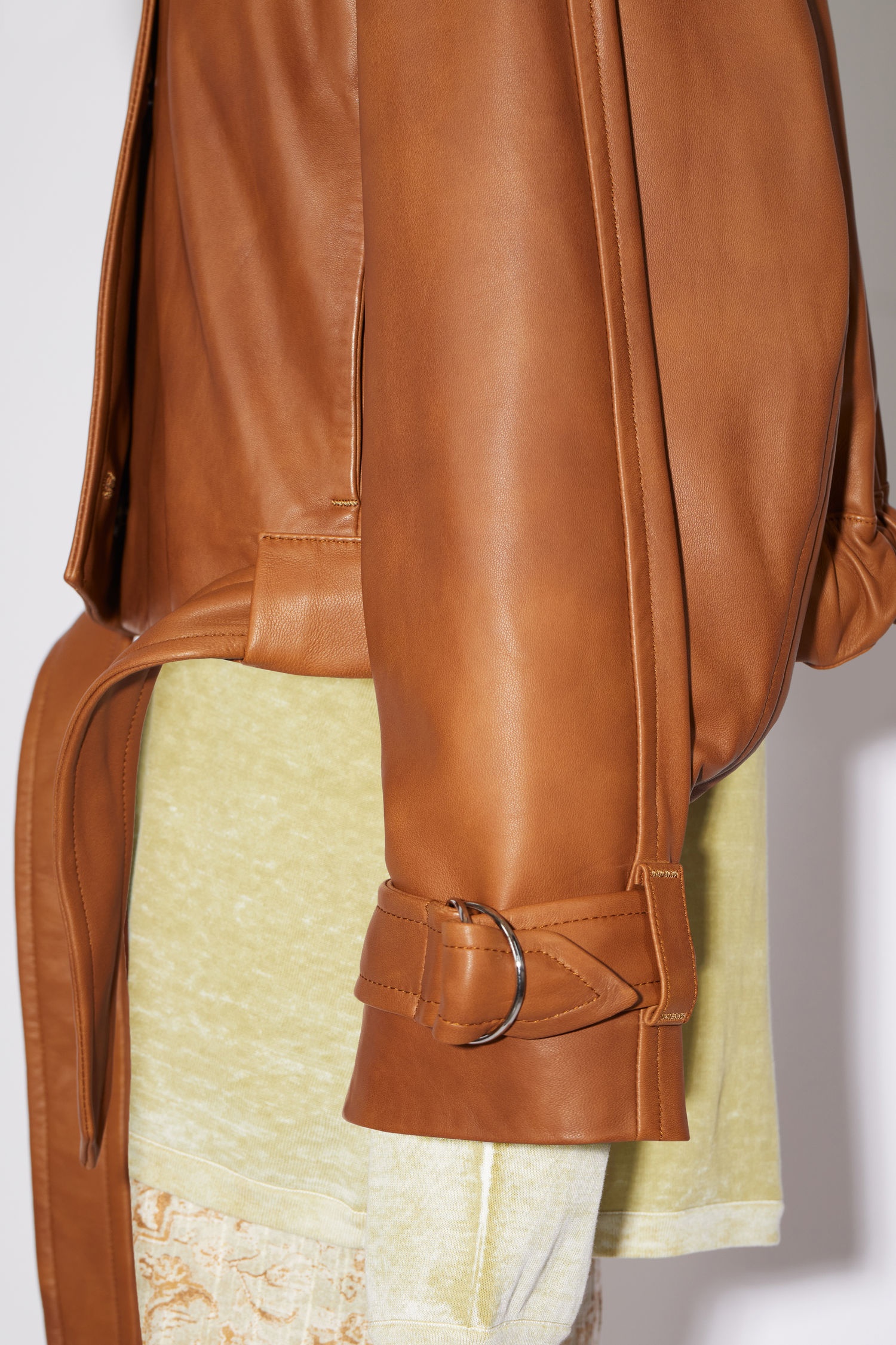 Strap leather jacket - Cognac brown - 6