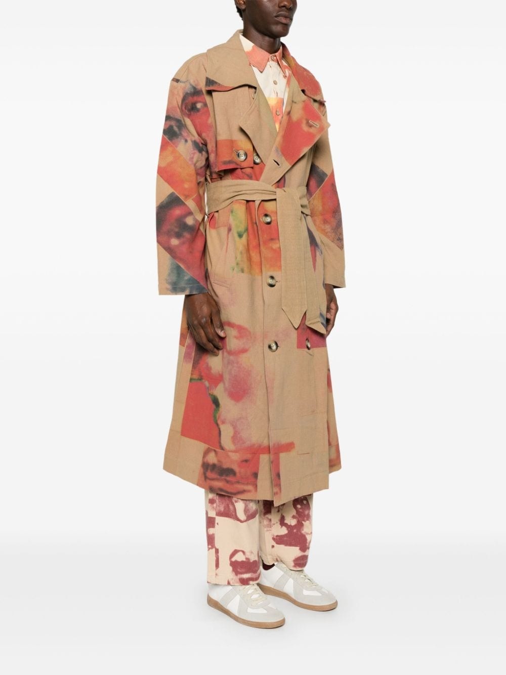 Faces Collage trench coat - 3
