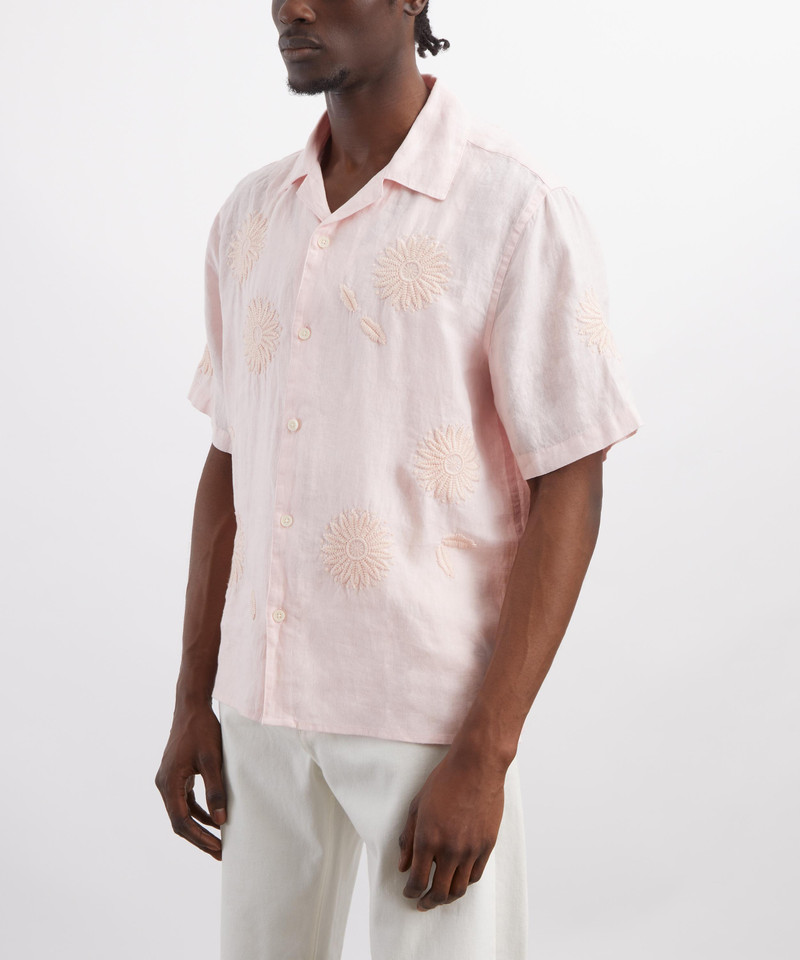 Wax London Didcot Pink Flower-Embroidered Shirt outlook