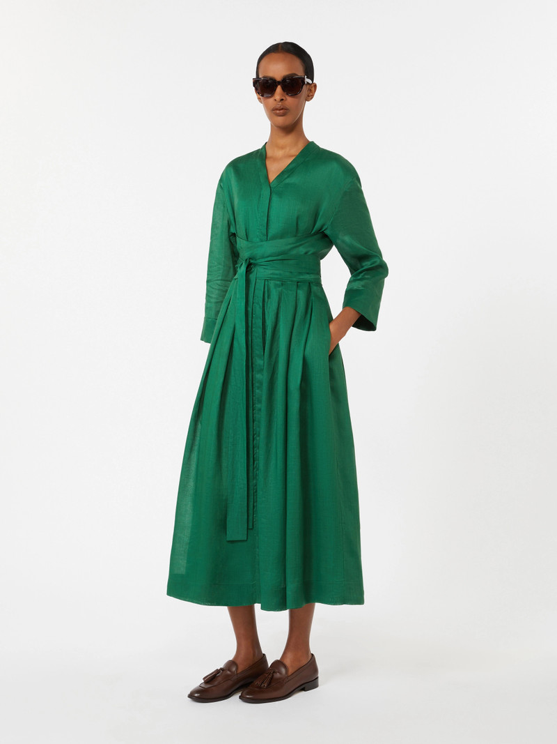 'S Max Mara CAMILLA Ramie canvas dress - GREEN outlook