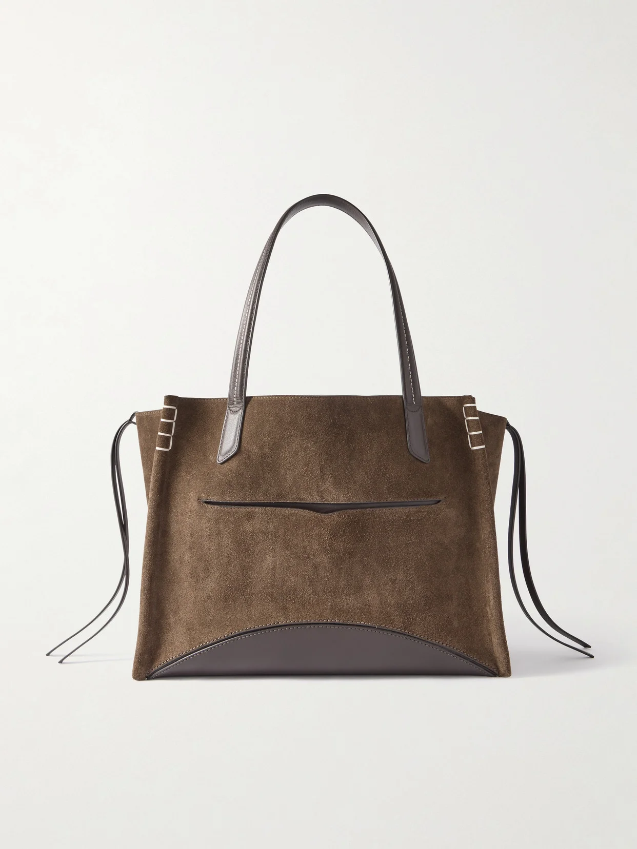 Loafer Cabas Tasseled Leather-trimmed Suede Shoulder Bag - 1