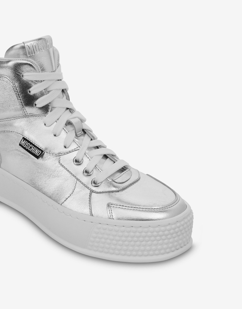 BUMPS & STRIPES LAMINATED NAPPA LEATHER HIGH-TOP SNEAKERS 4