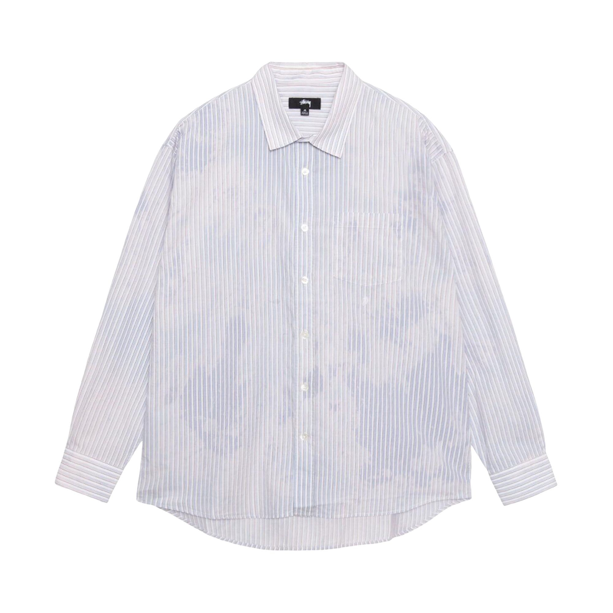 Stussy Bleached Poplin Classic Long-Sleeve Shirt 'Blue' - 1