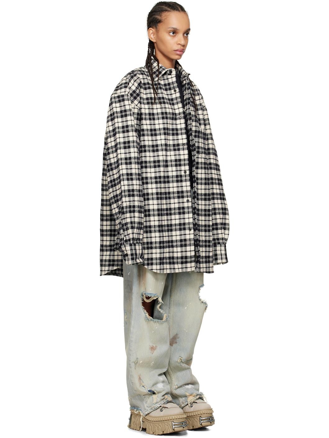 Black Metalized Wrinkled Pyjama Shirt - 2