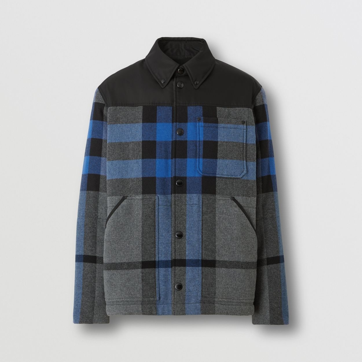 Check Wool Cotton Overshirt - 4