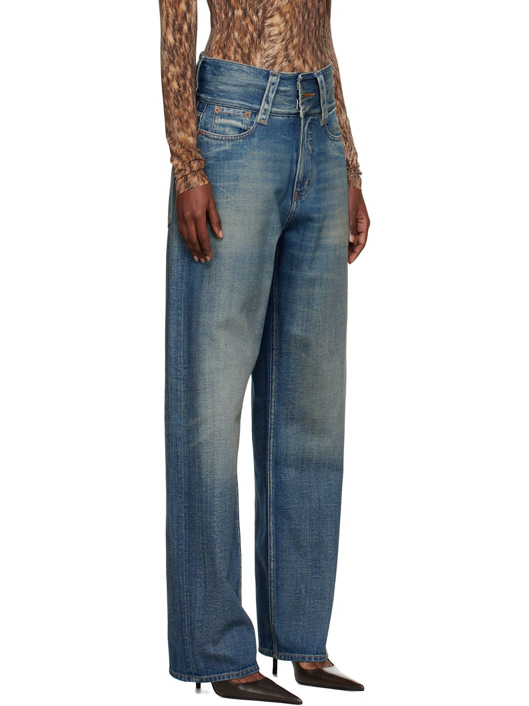 Blue Slub 5 Pockets Jeans - 2