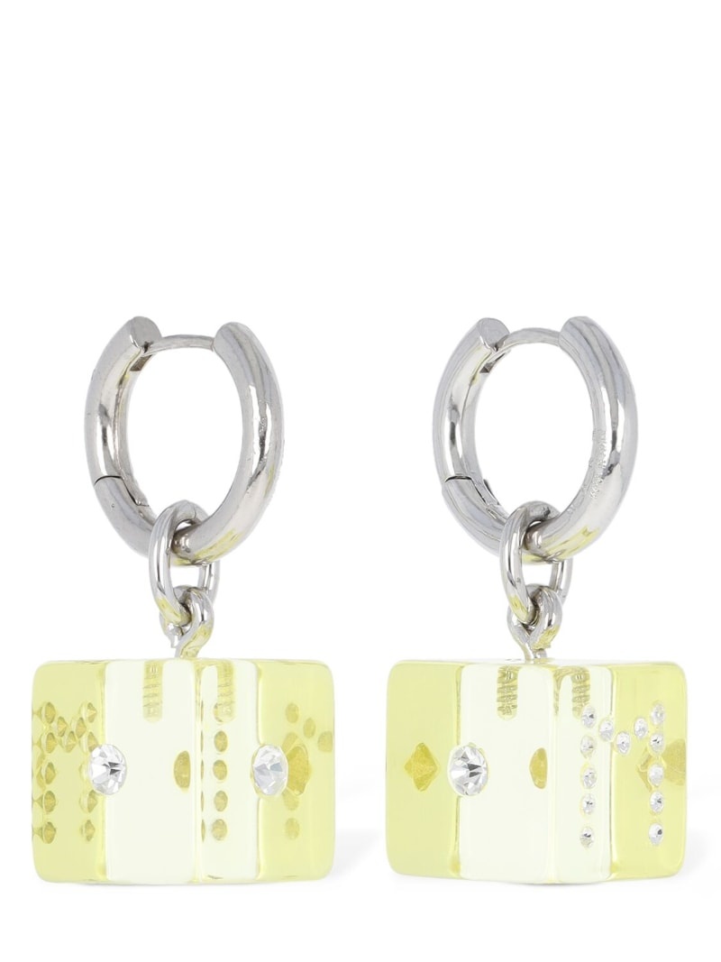 Resin earrings w/ dice & crystal - 3