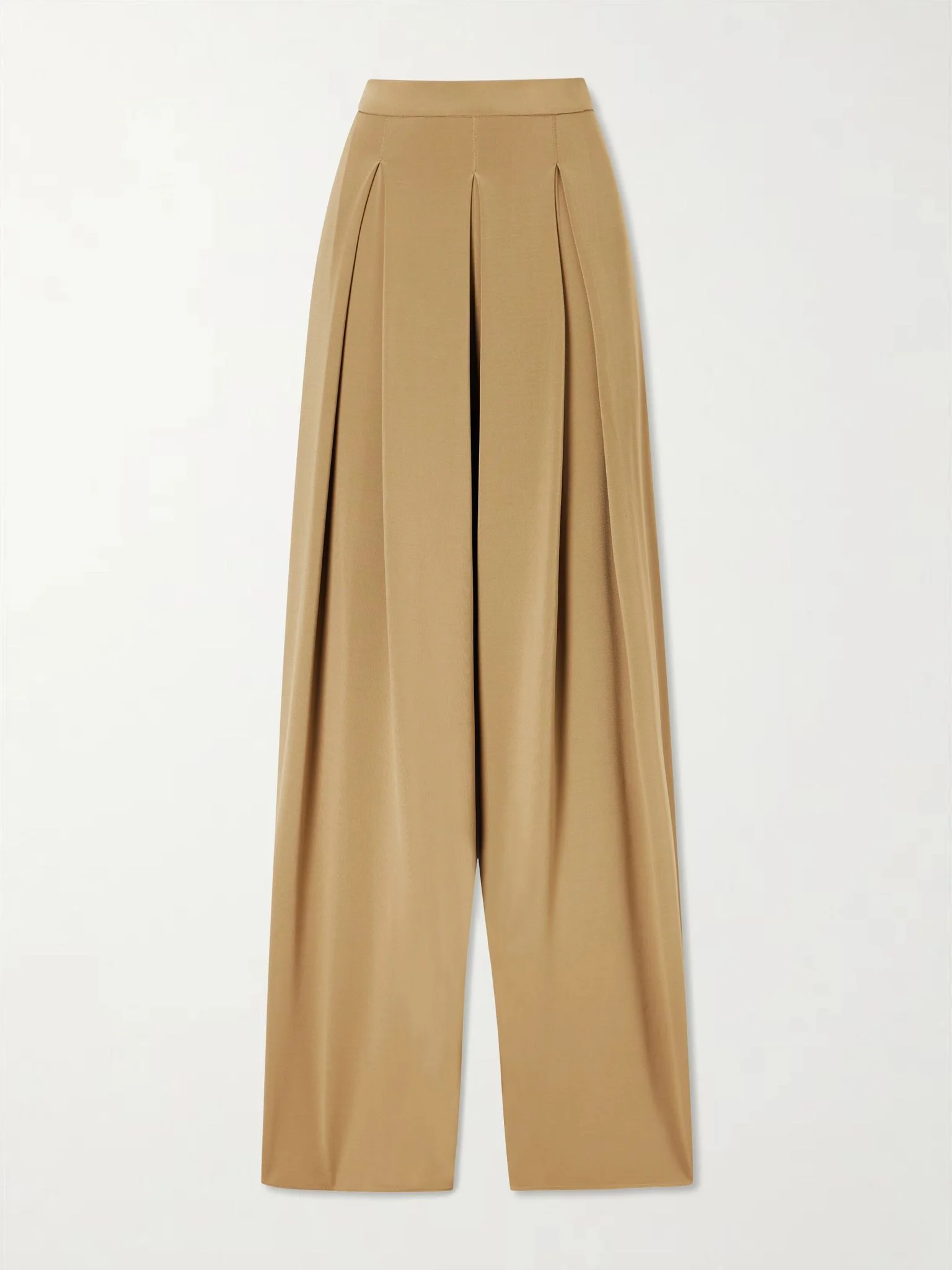 Pleated crepe wide-leg pants Brown - 1