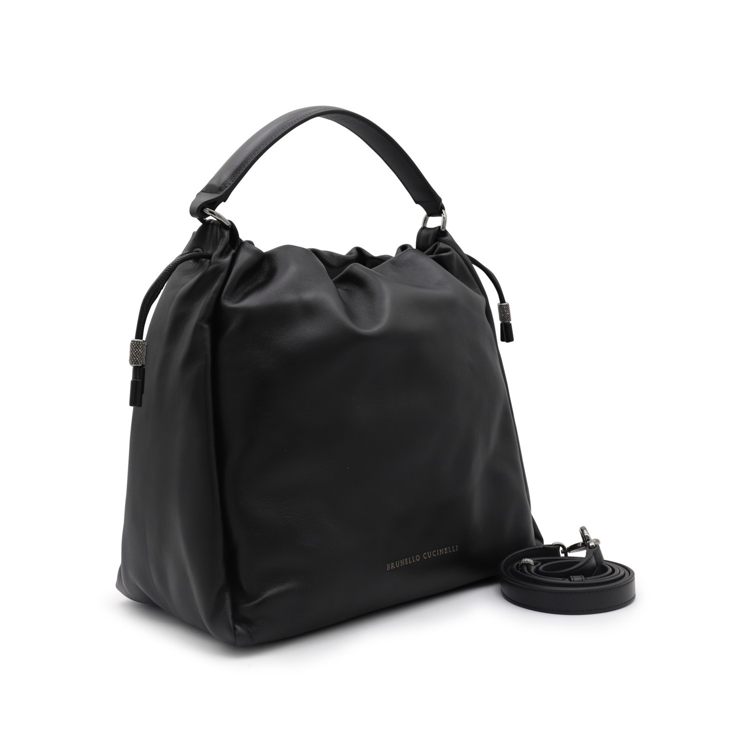 BLACK LEATHER CROSSBODY BAG - 2