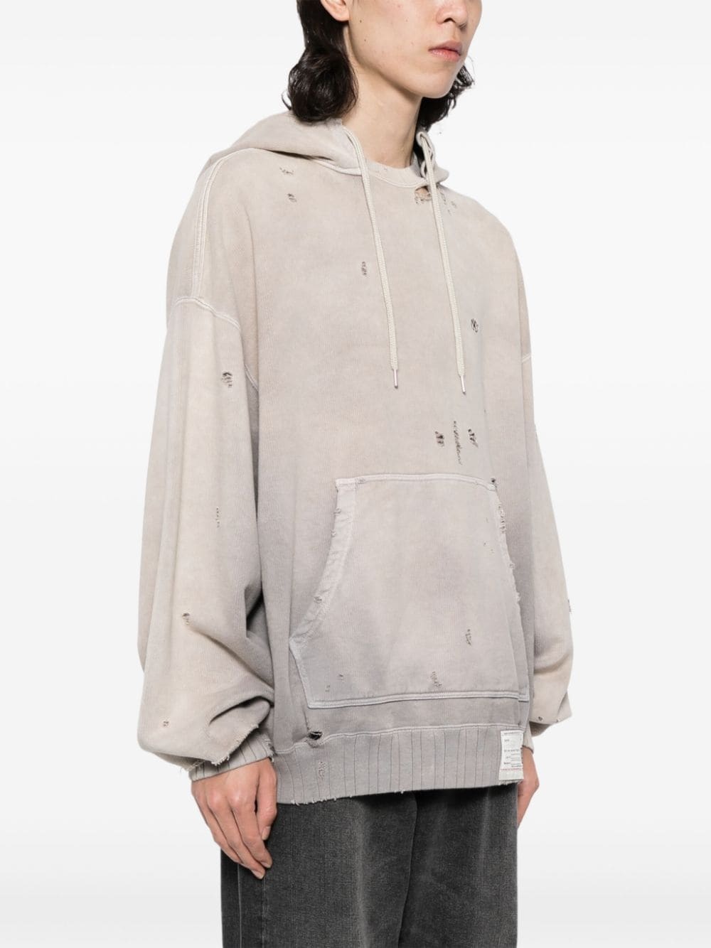 distressed-effect cotton hoodie - 3