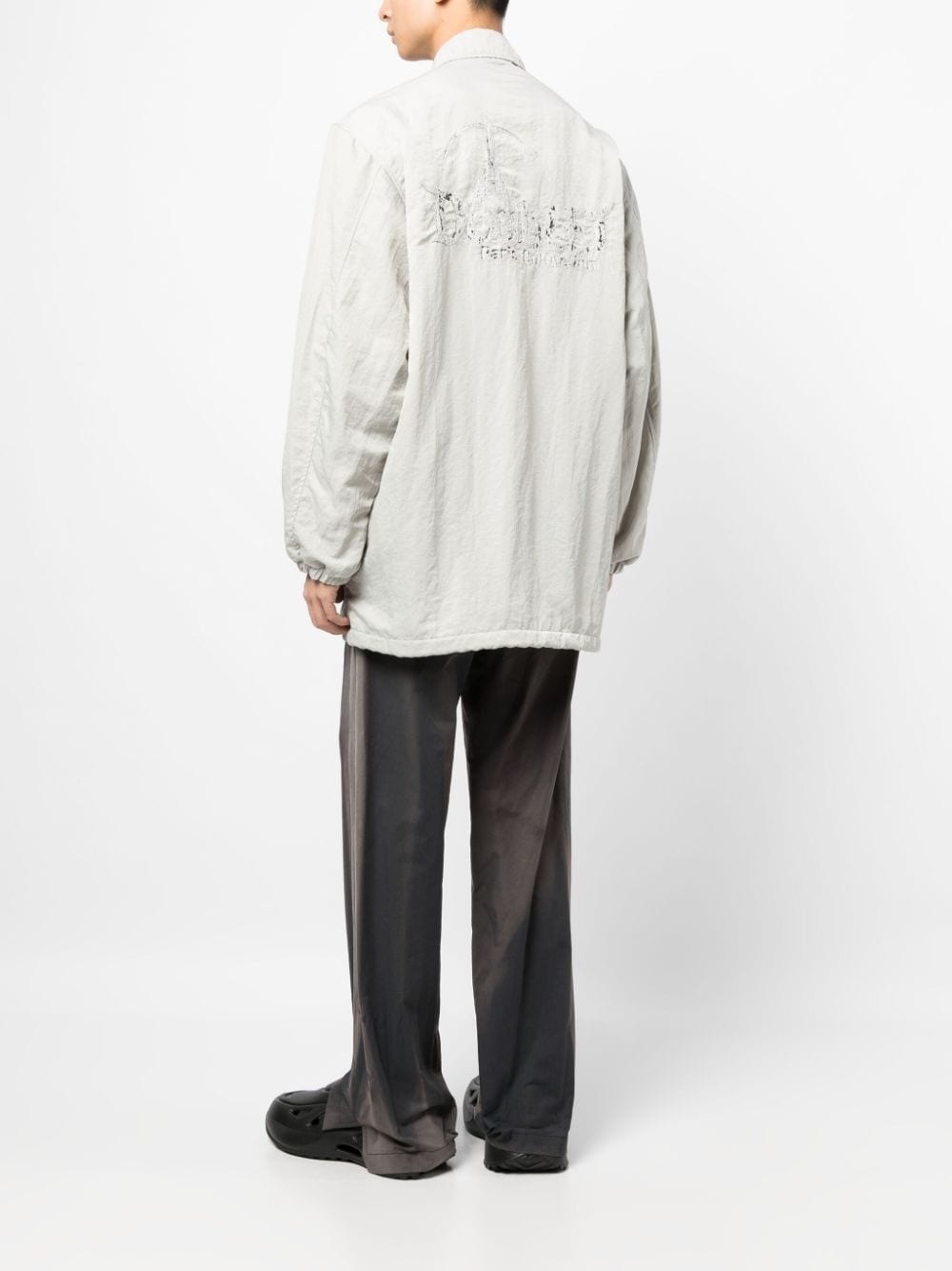 logo-embroidered shirt jacket - 2