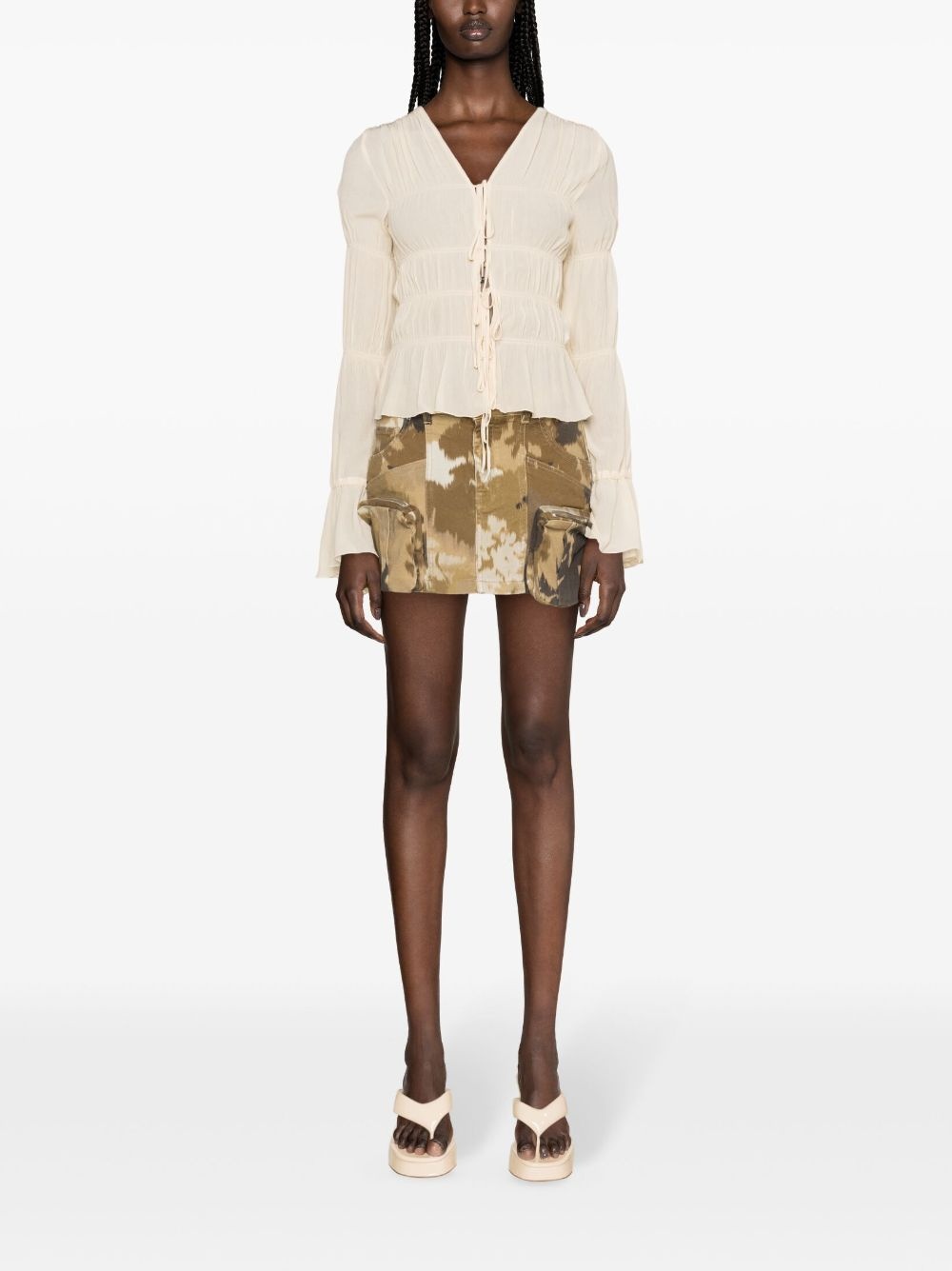 semi-sheer tiered blouse - 2