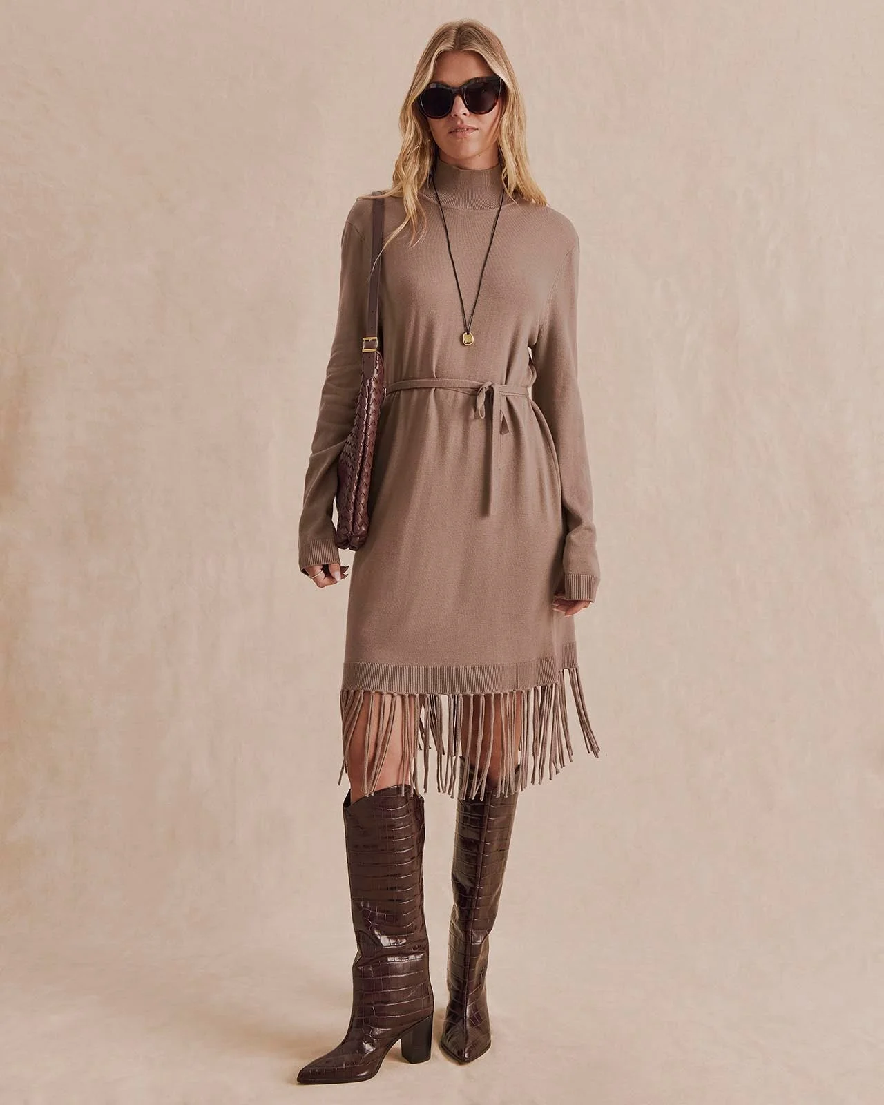 Sadie Fringe Sweater Dress - 1