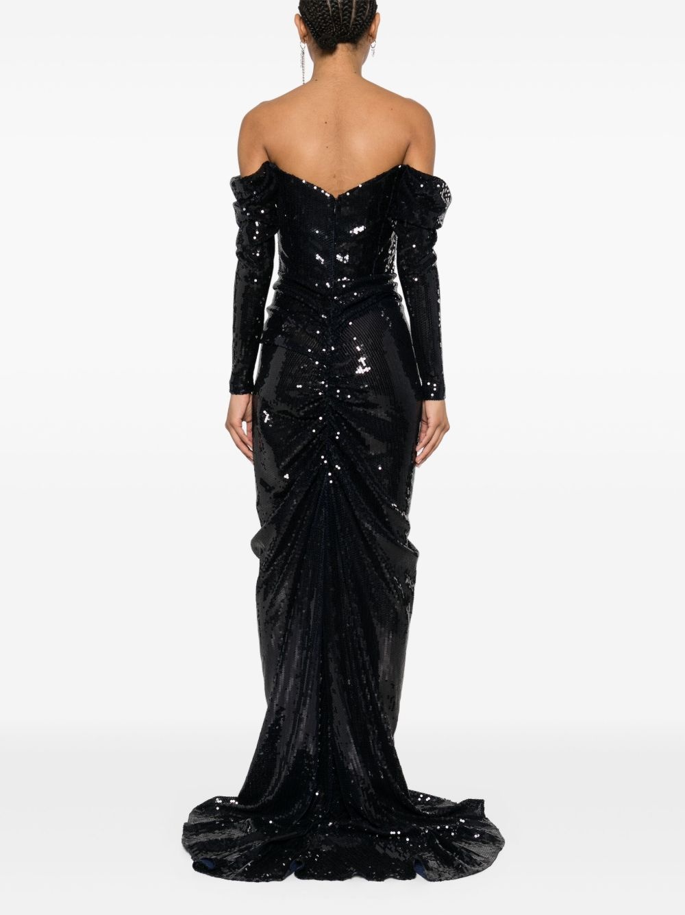 off-shoulder draped midi dress - 4