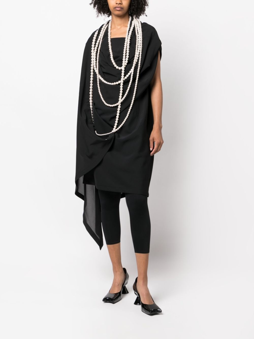asymmetric pearl-detail minidress - 2