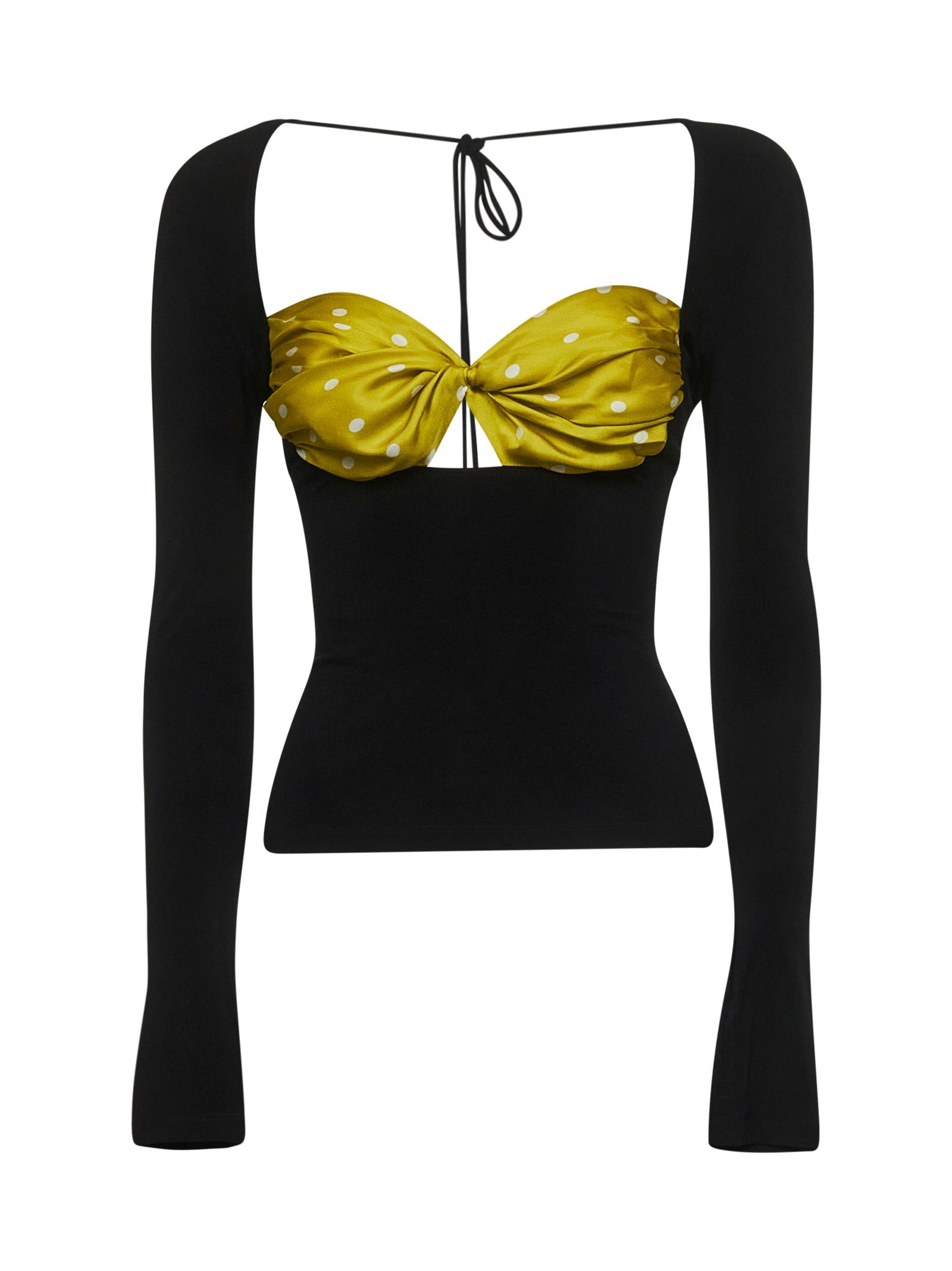 Marine Serre Women Black Draped Top With Silk Insert - 1