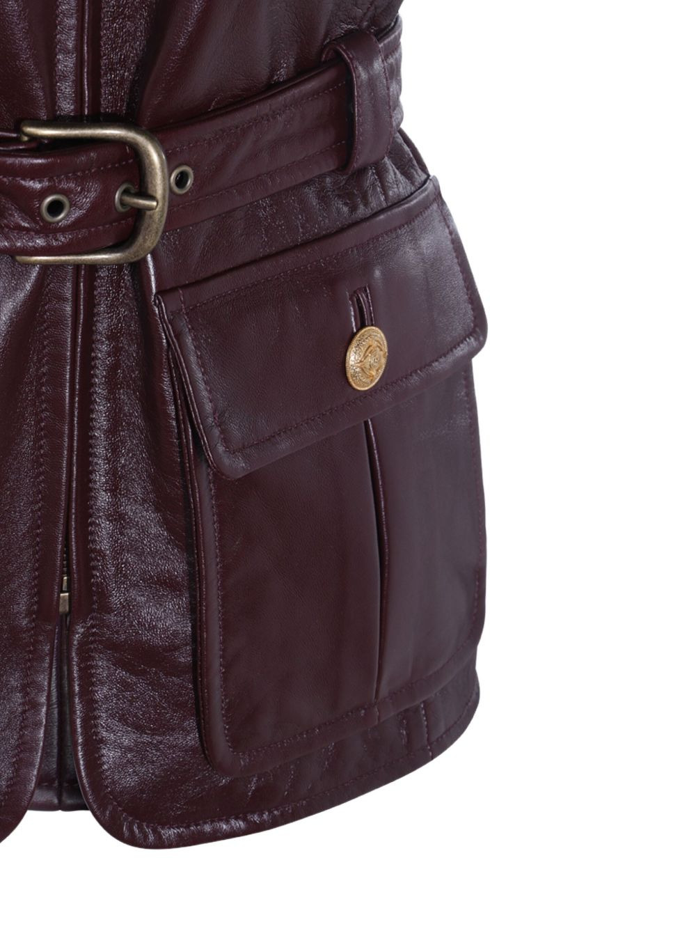 belted leather pocket vest - 4