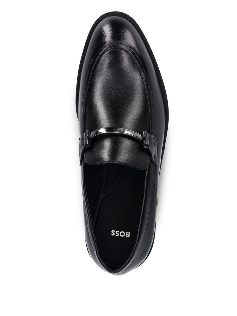 BOSS metal-bar leather loafers outlook
