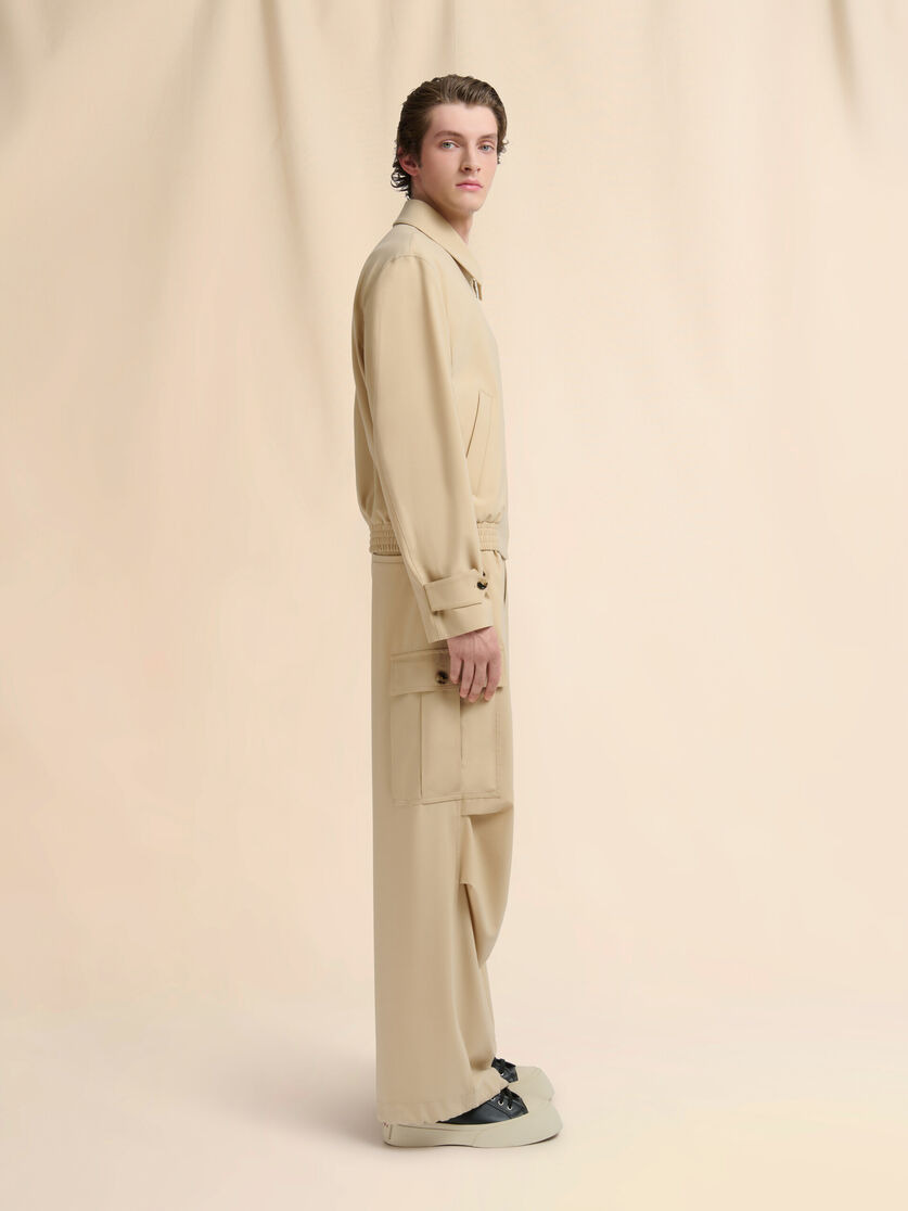 CREAM LIGHT WOOL JACKET WITH COLLAR - 6