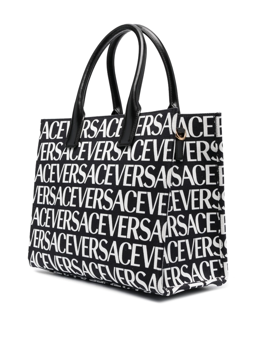 Versace Black tote bag with all-over logo