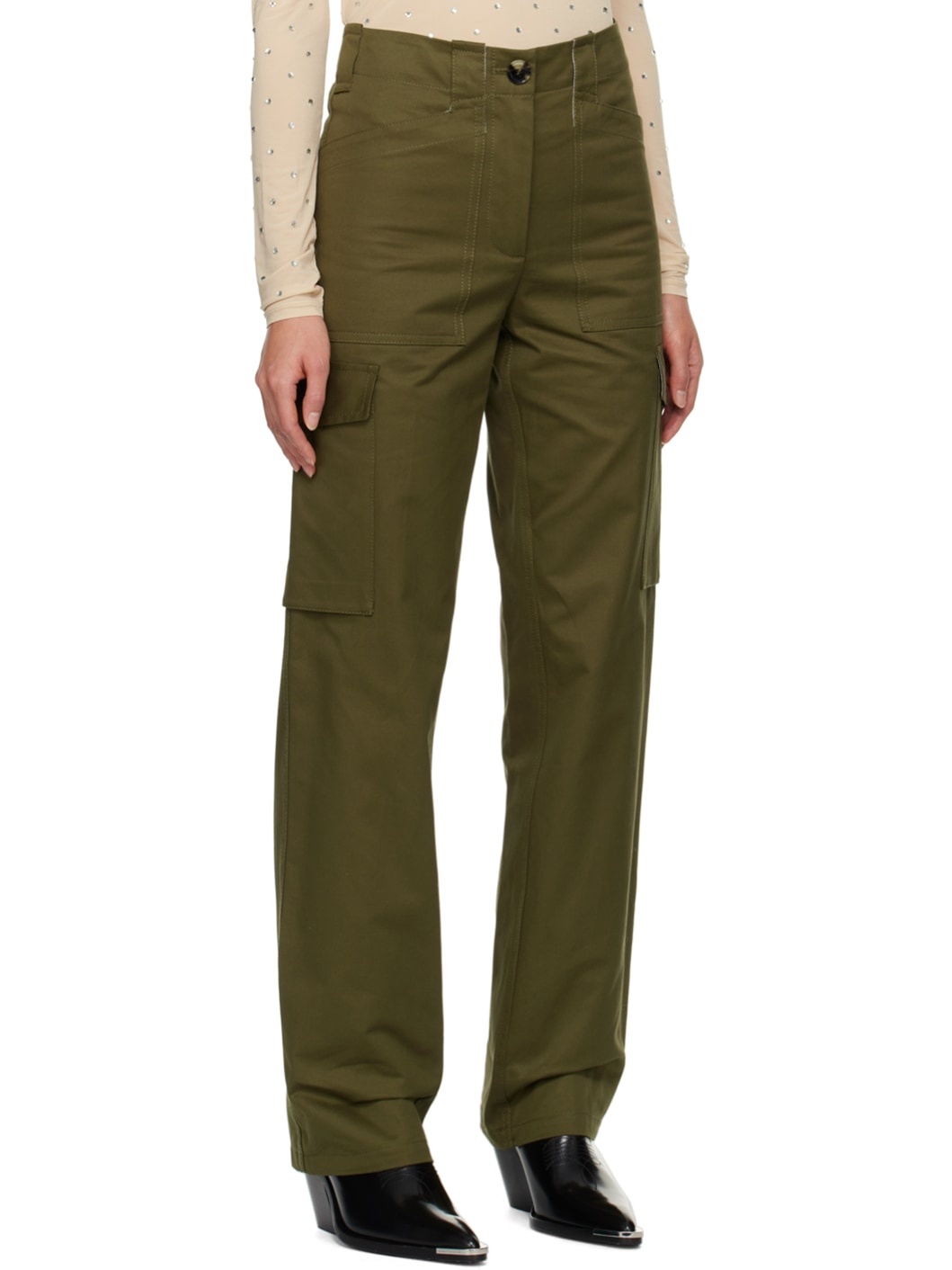 Khaki Cargo Pocket Trousers - 2