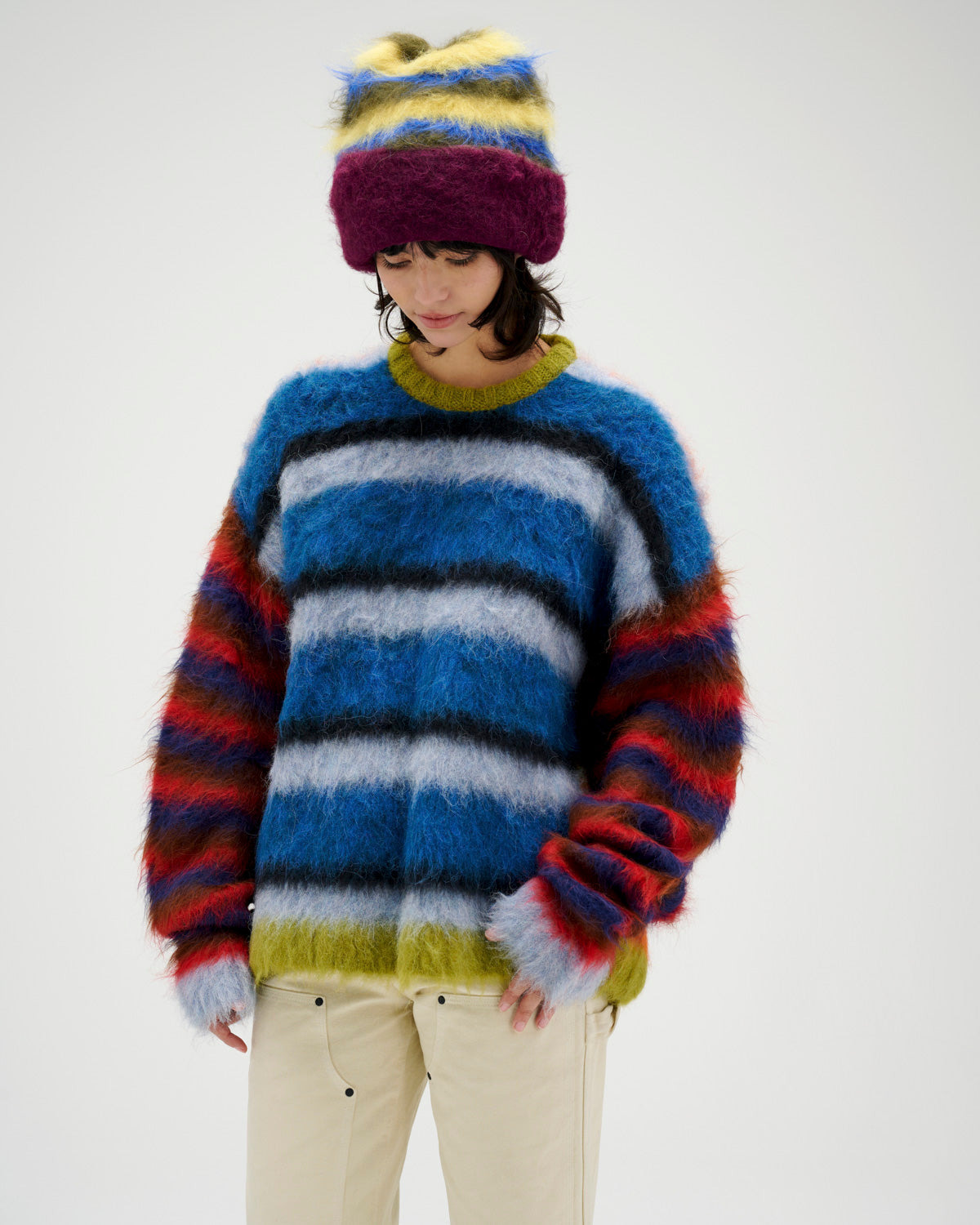Blurry Lines Alpaca Crewneck Sweater - Multi - 4