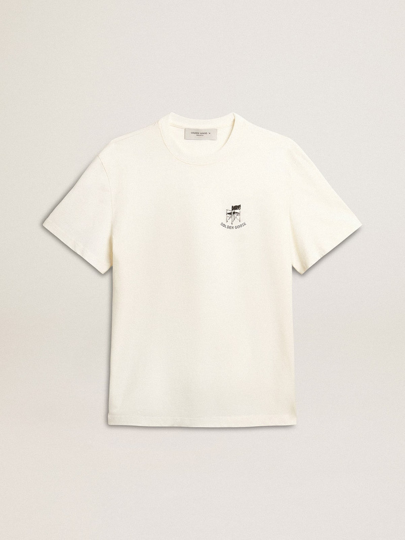 White cotton T-shirt with seasonal logo print on the front 1