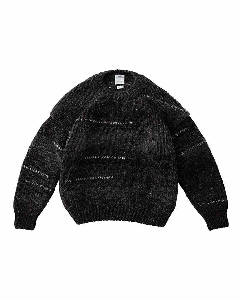 AMPLUS CREW L/S GRADIENT HAND-KNIT CHARCOAL - 1