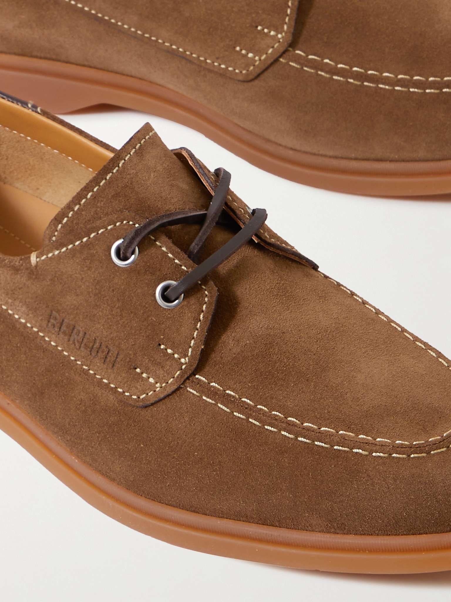 Latitude Leather-Trimmed Suede Boat Shoes - 6