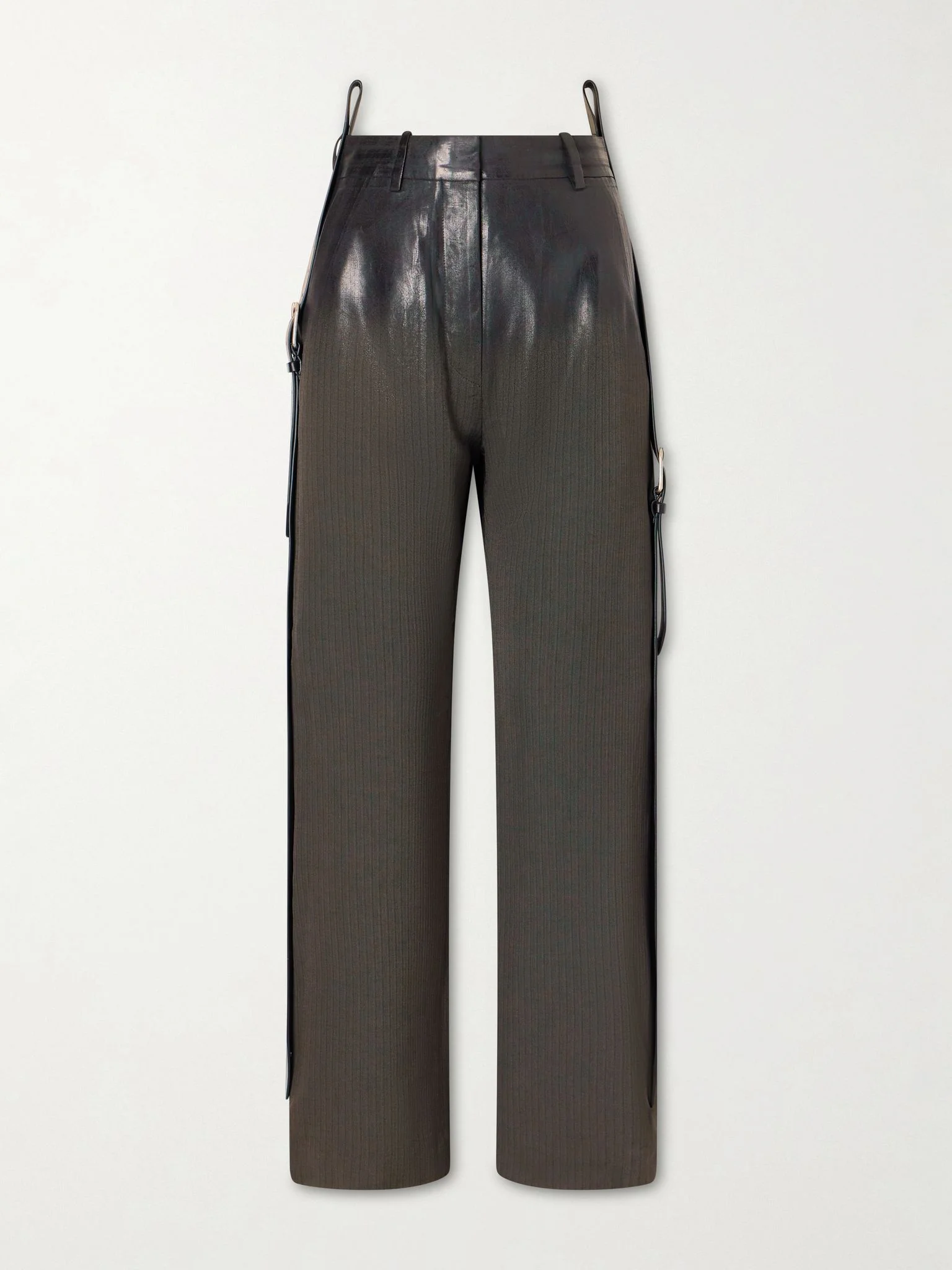 Puja coated herringbone degradé straight-leg pants Gray - 1
