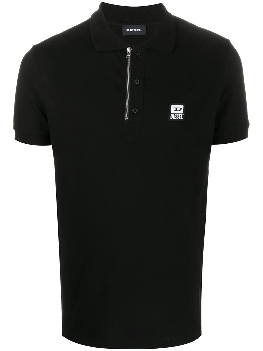 logo patch front zip polo shirt - 1