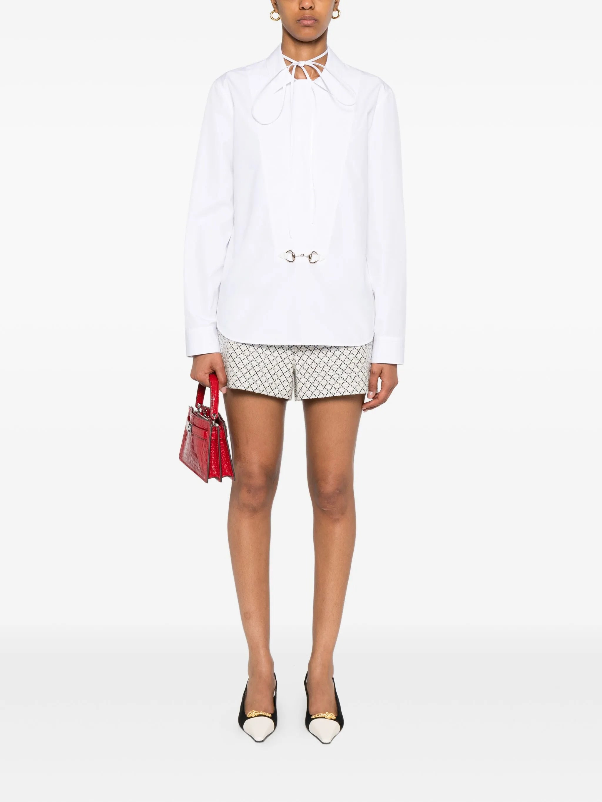 Gucci Horsebit Tie-neck Shirt - 3