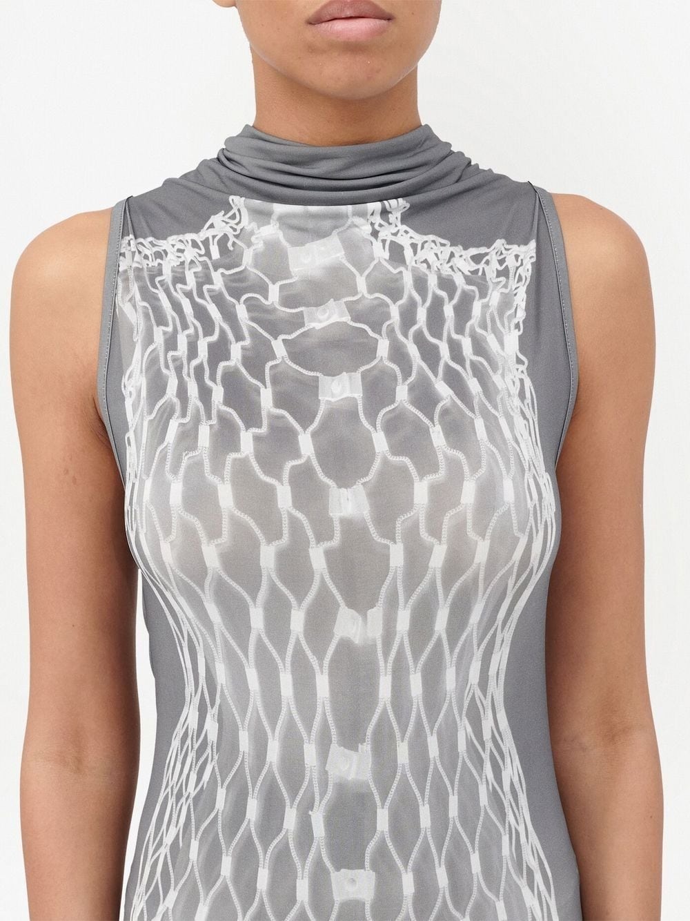 graphic rear-drape midi dress - 5