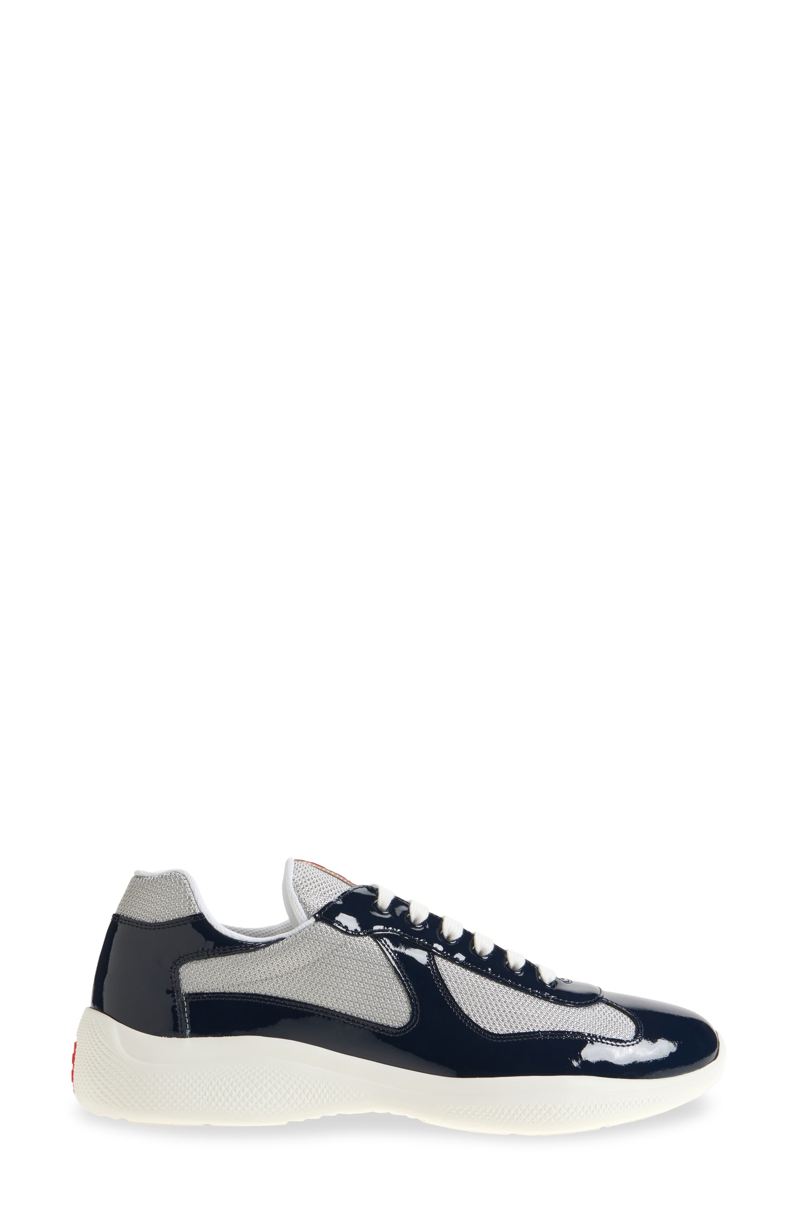 Prada America's Cup Vernice Bike Low Top Sneaker in Royal/Argento at Nordstrom - 3