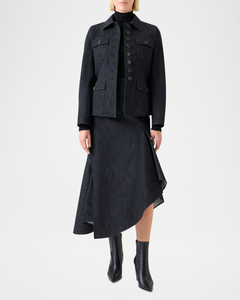 AKRIS Delia Cotton Denim Stretch Shirt Jacket outlook