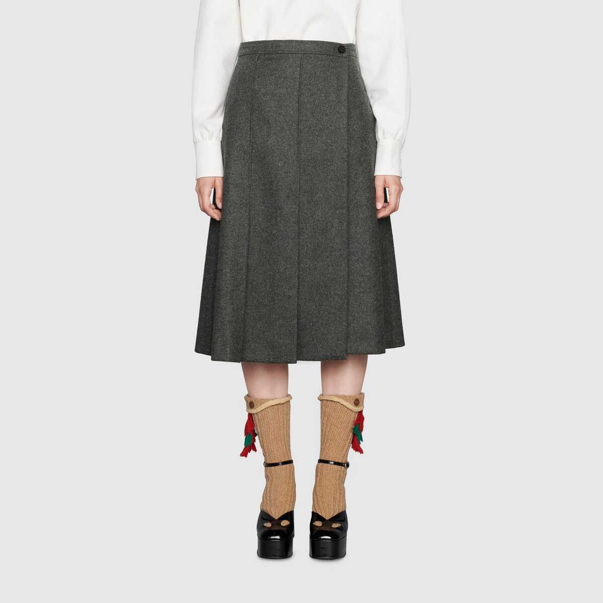 Pleated wool flannel skirt - 3