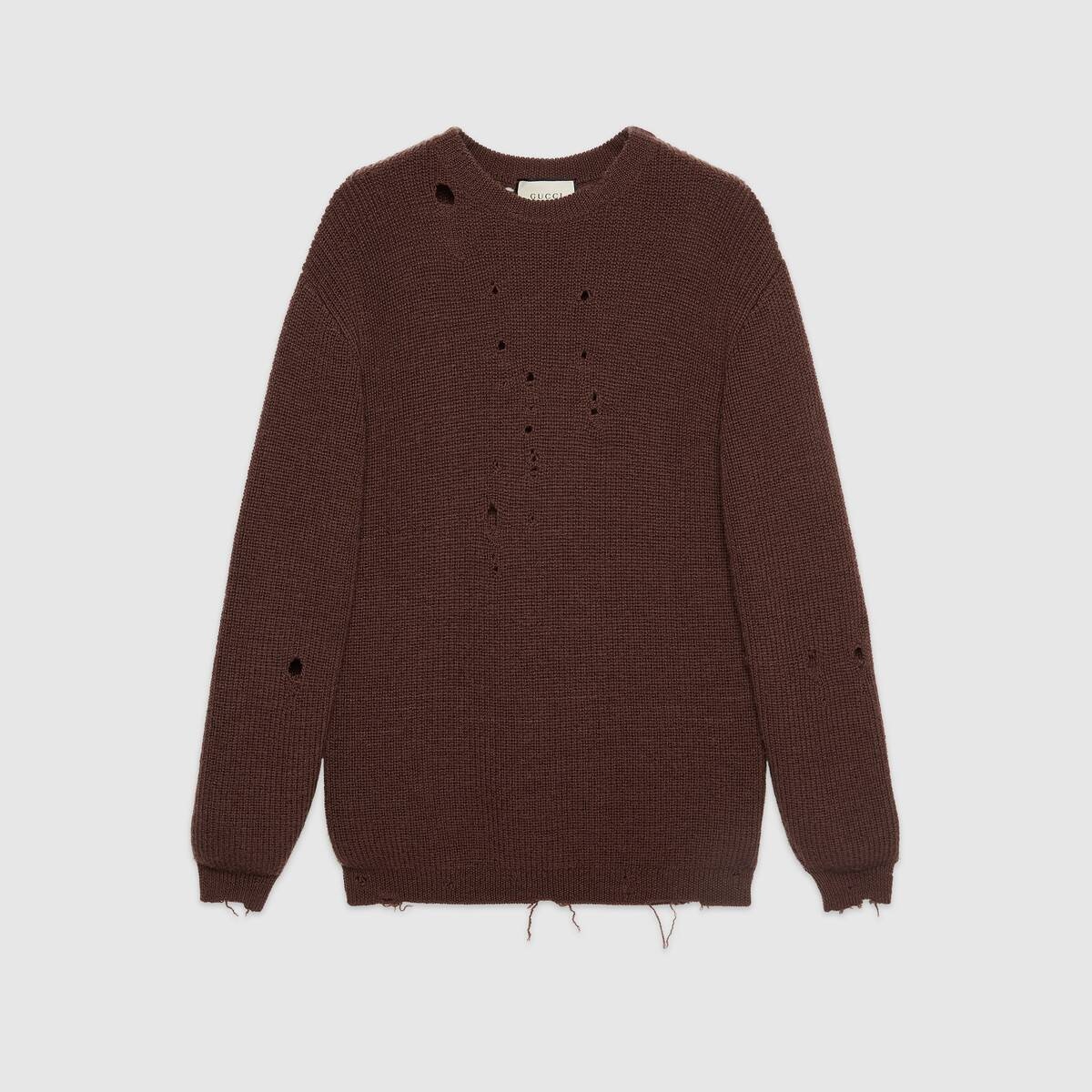 Rib knit wool oversize sweater - 1