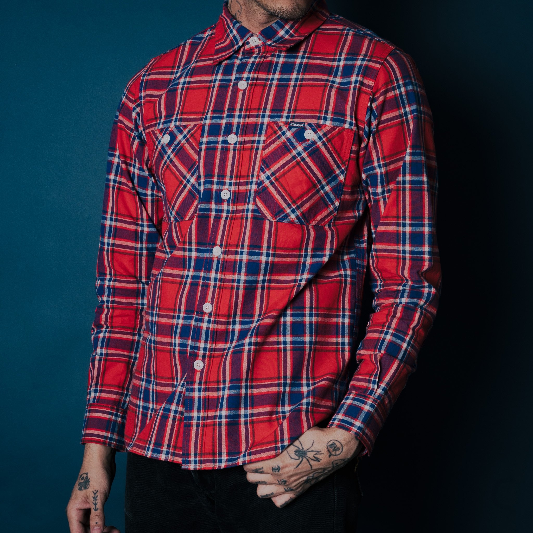 IHSH-356-RED 5oz Selvedge Madras Check Work Shirt - Red - 5