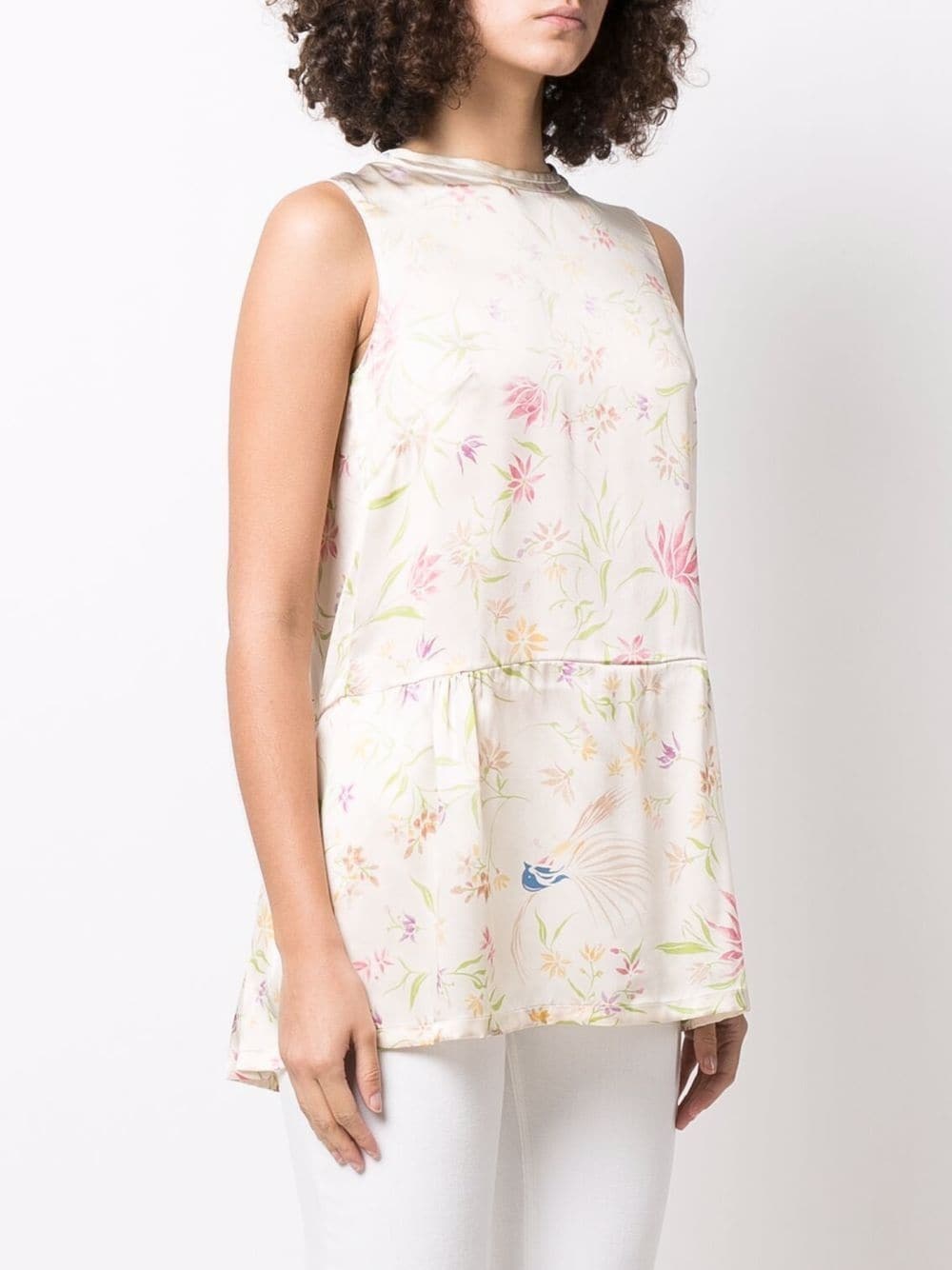 all-over floral silk blouse - 3