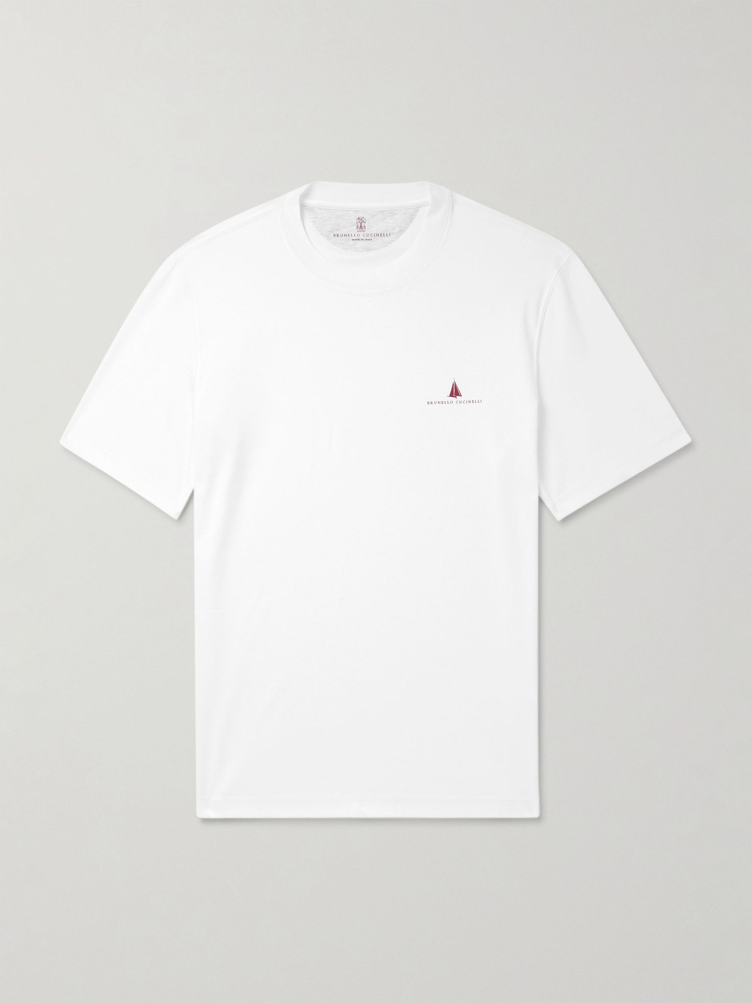 Slim-Fit Logo-Print Cotton-Jersey T-Shirt White - 1