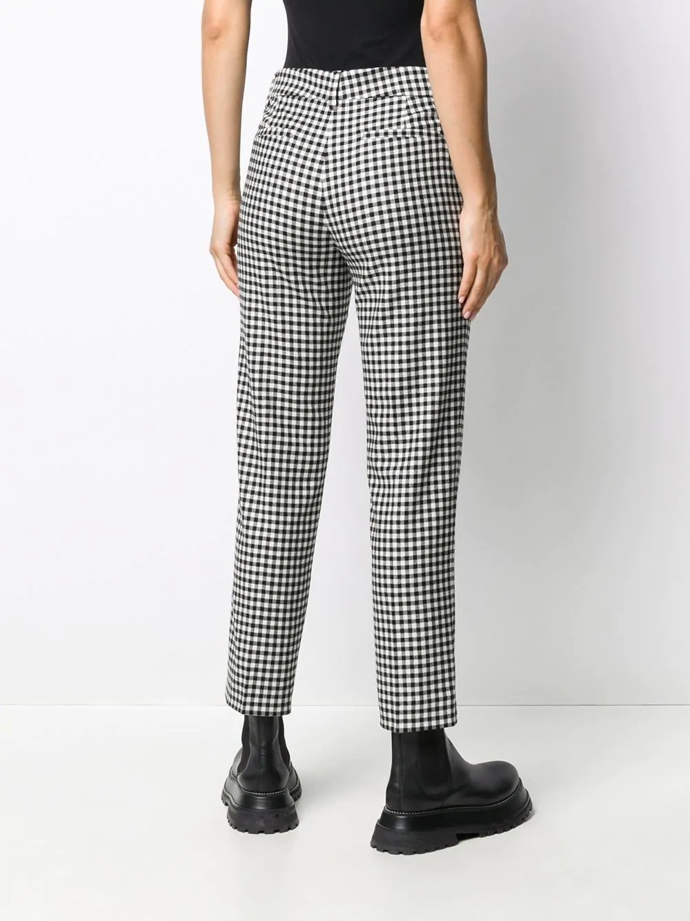 vichy-pattern cropped trousers - 4