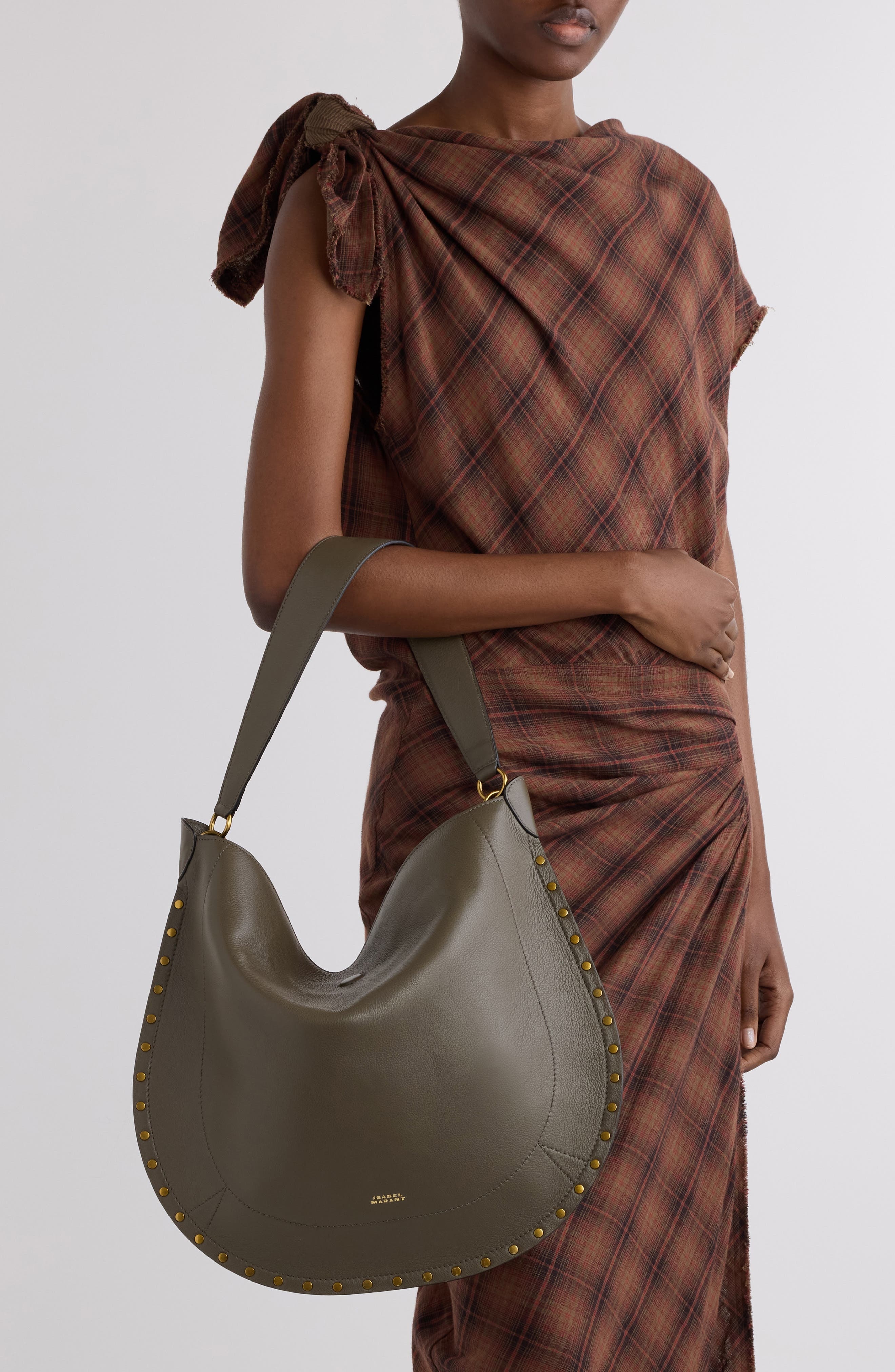 Isabel Marant Oskan Leather Hobo Bag in Khaki at Nordstrom - 2