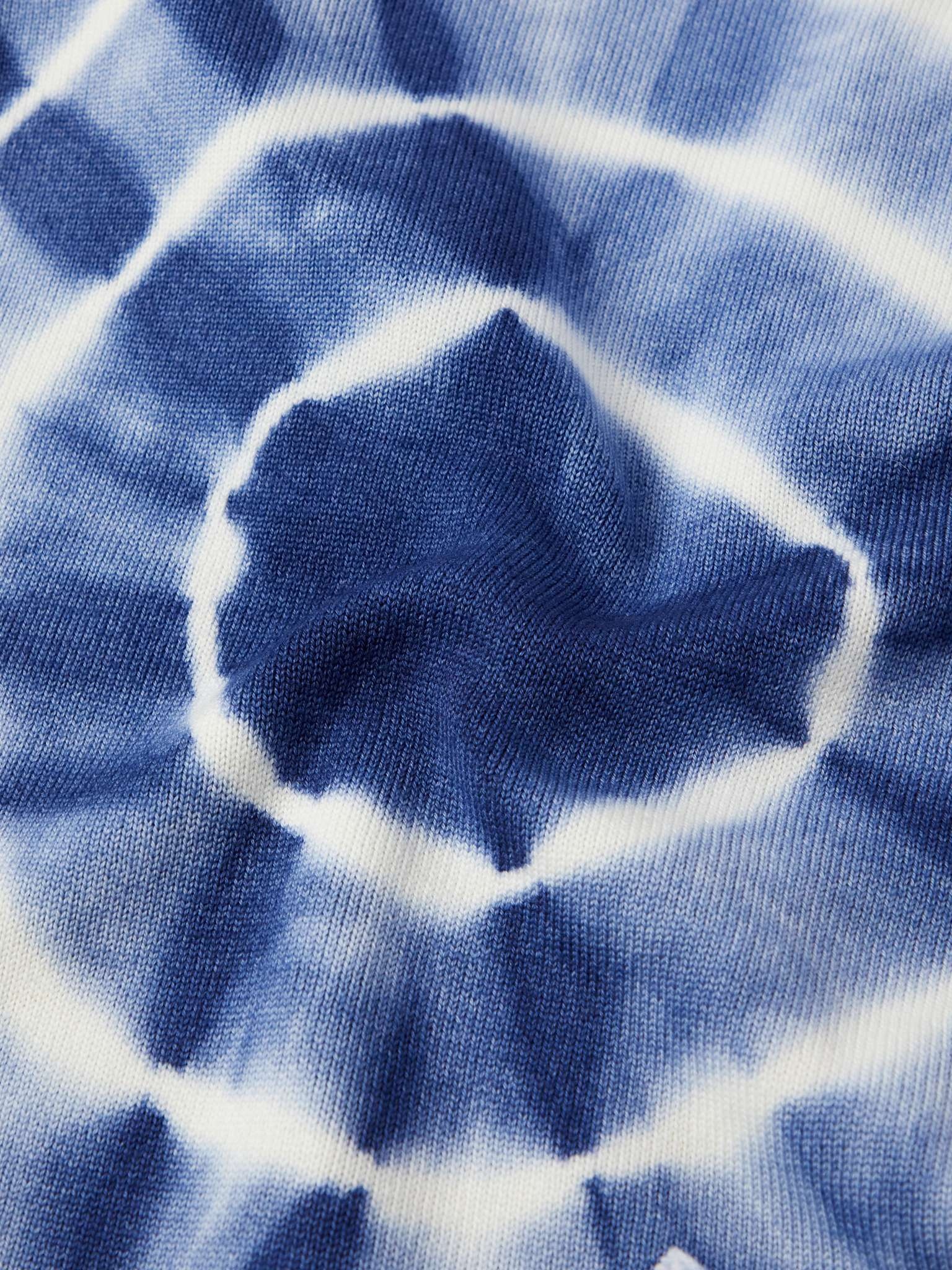 Shawl-Collar Fringed Belted Tie-Dyed Wool Cardigan - 3