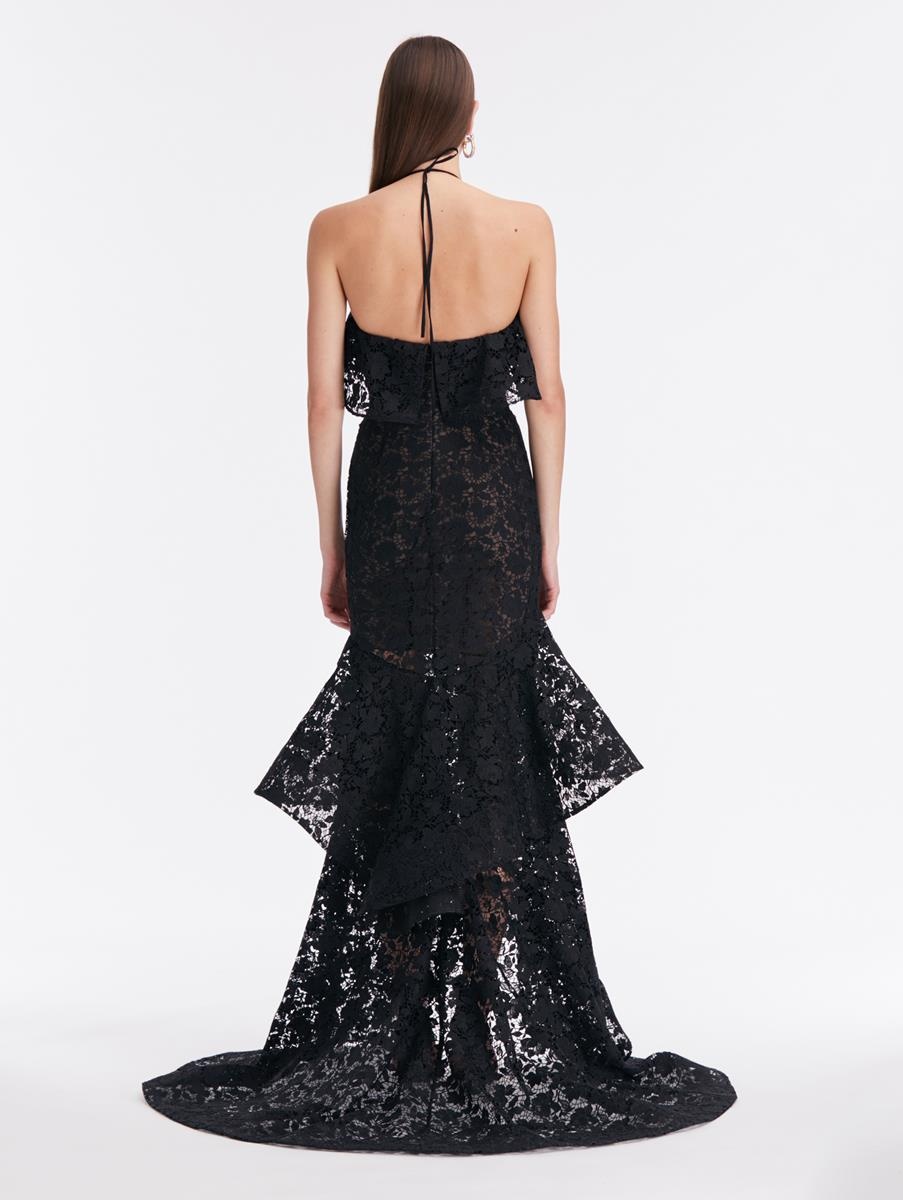 chinese dress ladies Floral Guipure Lace Midi Dress