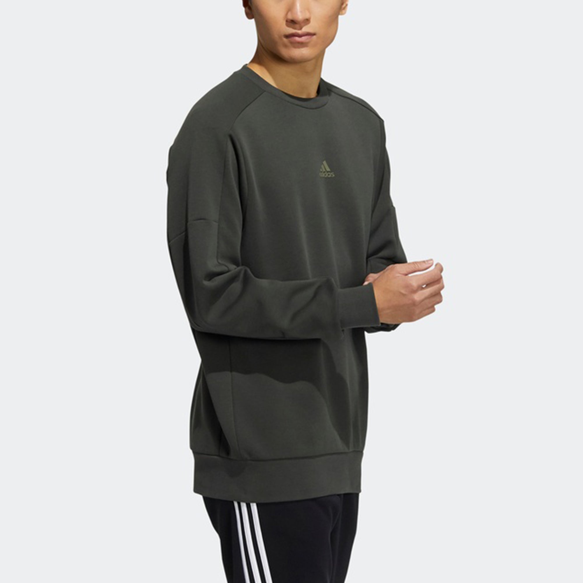 Men's adidas Crew Swert Logo Sports Pullover Dark Brown HD0350 - 5