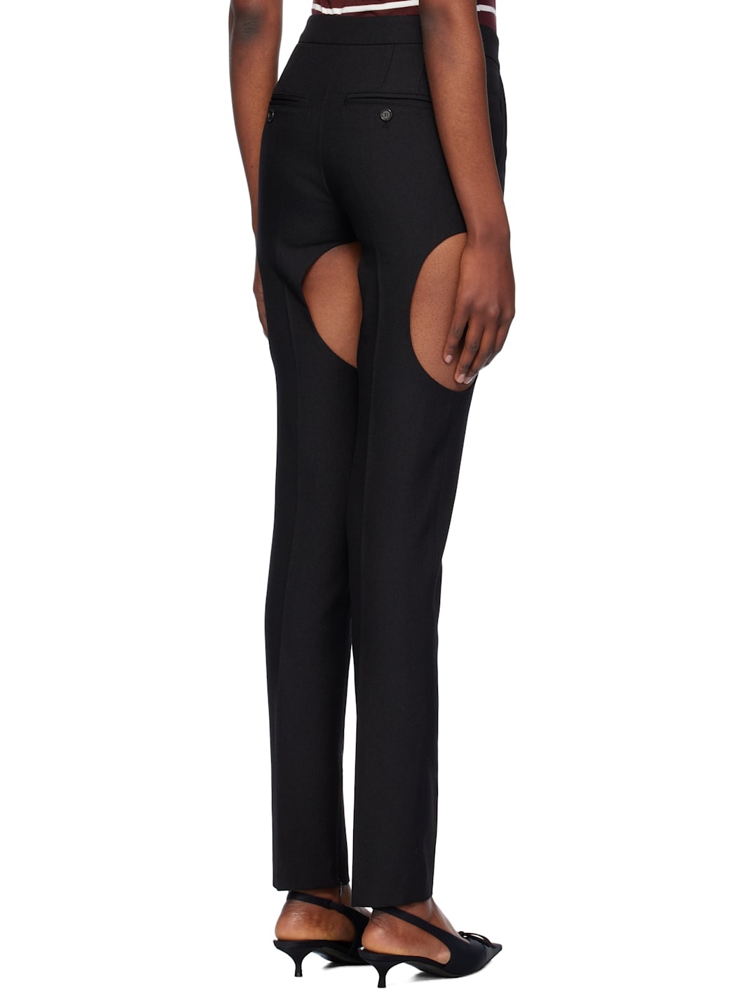 Black Cutout Point Skinny Trousers - 3