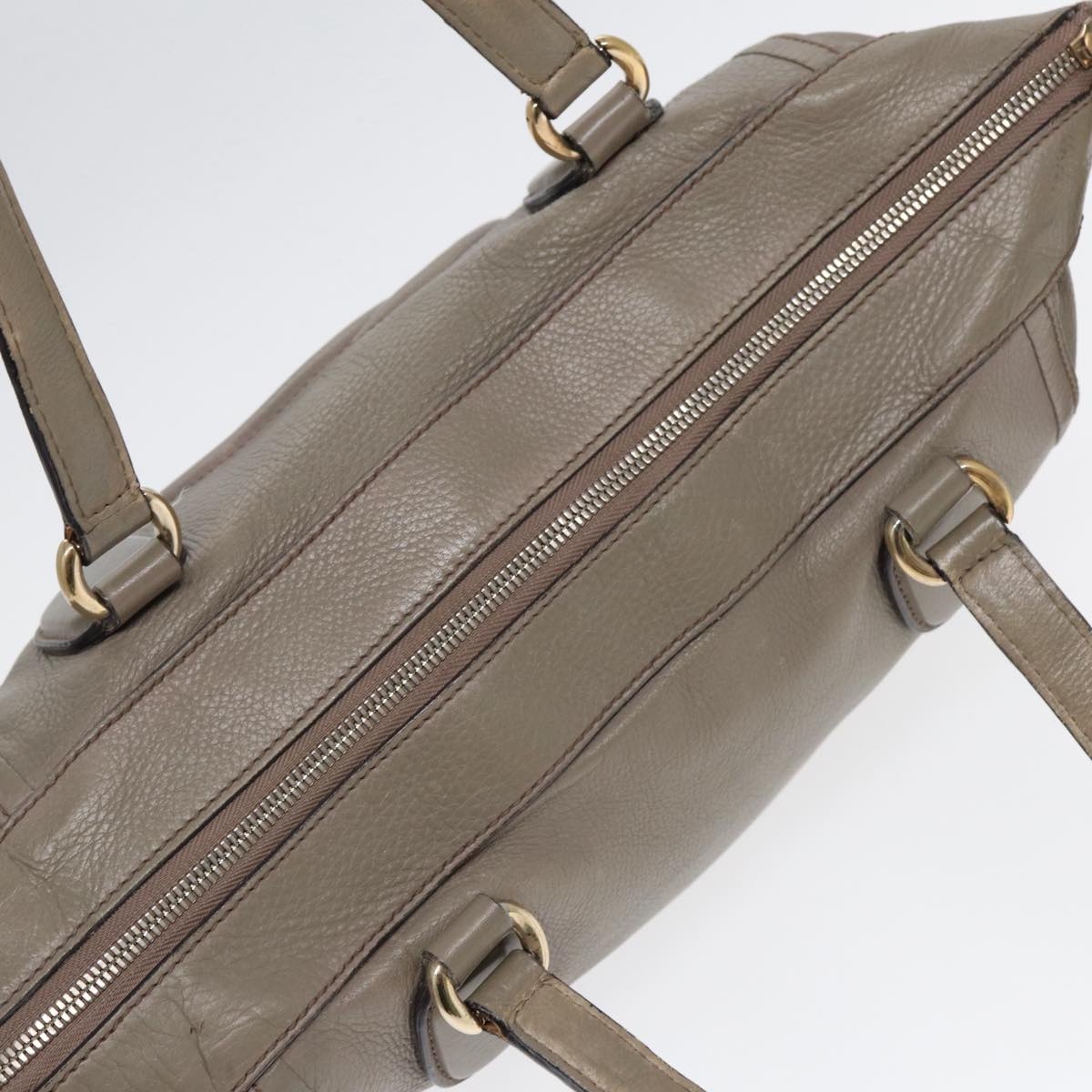 GUCCI Hand Bag Leather Gray Gold - 6