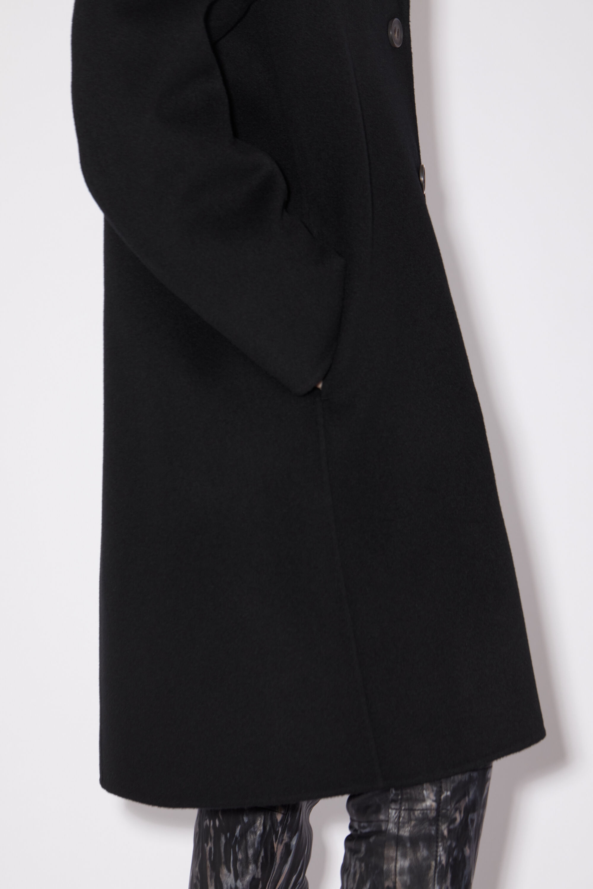 Single-breasted wool coat - Black - 5